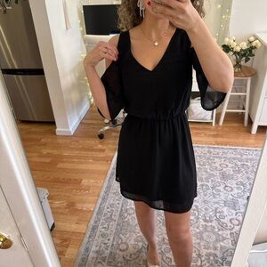 H&M Black V-Neck Cold-Shoulder Mini Dress